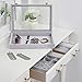 MILIJIA Stackable Jewelry Tray with Glass Lid, Drawer Insert Display Show Case, Dresser Organizer for Ring Stud, Necklace Holder Storage Box Chest, Light Grey