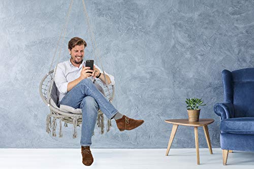 VITA5 Makramee Hängesessel Indoor - Bequemer Boho Hängestuhl für Garten & Balkon - Hängeschaukel mit weichem Kissen… – Bild 8