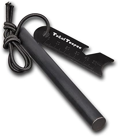 Total Teepee Big Boy 1/2" Ferrocenium Rod | All Weather Bushcraft Survival Fire Starter | Multi-Tool Scraper and Shock Cord