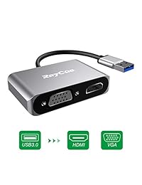 Adaptador USB a HDMI, convertidor USB 3.0 a VGA HDMI 1080P, compatible con salida de sincronización HDMI VGA para Windows 10 8 7 solamente, sin Mac OS Linux Vista