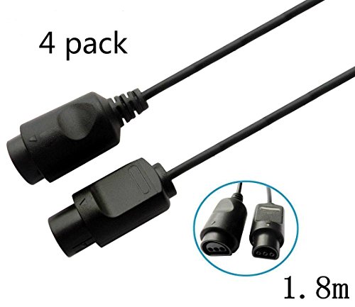 HOOKE 6ft/1.8m Extension Cable Cord for N64 Controller Nintendo 64 Game Console (Black-4pack)