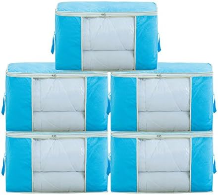 LIannan Lianna Polypropylene Nonwoven Storage Anti-mold Clothes Quilt Foldable Wardrobe Portable Durable Fibre Blanket Pillow Quilt Closet Sweater Box Transparent Window Organiz