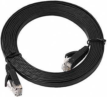 HANYUN Cat6 1000Mbps 250MHz Flat Ethernet Patch internet Cable (10 ft / 3 Meter - Black) with Cable Clips with RJ45 Connectors Ultra Speed Gigabit for Modem Router LAN Printer MAC Laptop