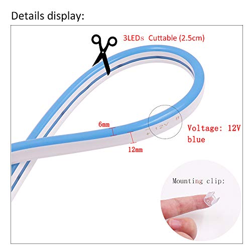 XUNATA Farbige 5 m verpackte 12 V Neon-Lichtstreifen, SMD 2835, 120 LEDs/m Seilband (6 x 12 mm) für Innen- und… – Bild 6