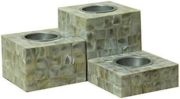 Opulent Homes White mother of pearl tealight set of 3