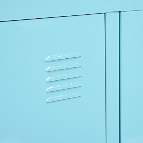 HouseinBox Office File Storage Metal Cabinet 3 Door Cupboard Locker Organizer Console Stand 3-in-1,Black (Blue)