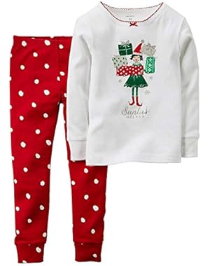 Carters Infant Toddler Girls Santas Helper Elf Holiday Pajama 2 PC Sleep Set