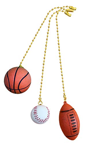 Basketball, Baseball, Football Sports fan Pull with beaded chain 3 pack - FA1007