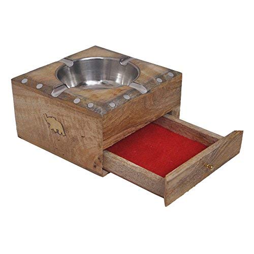 Kitchen Supplier Wooden ash Tray with Proper Space to Keep Cigarettes - Handmade by Indian artisans