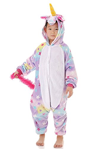 Kids Unicorn Onesies Kigurumi Animal Costume (105#(47-51 inch), Star)