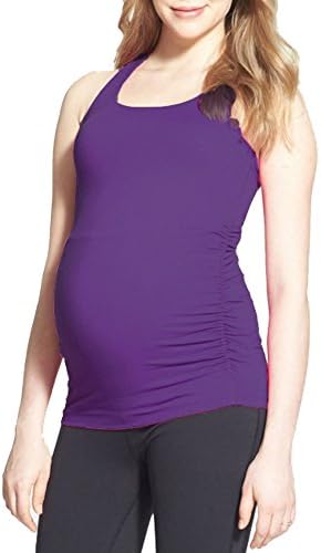Cloya Maternity Long Racerback Tank Top (M, Purple)
