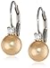 Sterling Silver 8mm Champagne Simulated Shell Pearl and Cubic Zirconia Lever Back Earrings