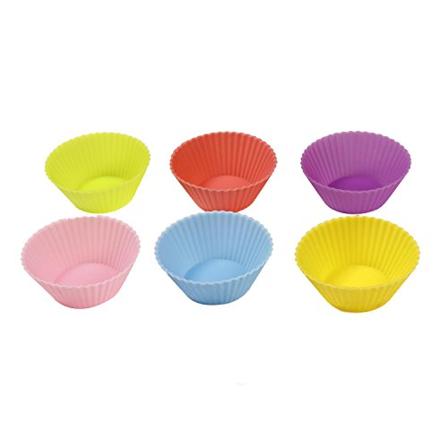 image for Oguine 12pcs/lot 5cm Silicone Cupcake Mould, Colorful Round Shape Muff
