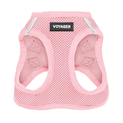 Voyager Step-In Air Dog Harness - All Weather Mesh, Reflective, No Pull Harness for Small, Medium Dogs, Cats - Secure with Hook & Loop Fastener, Buckle, Double D-Rings - Pink, XXXS