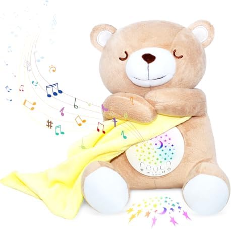 JUHOT Baby Sleep Soother, Cry Activated Sensor Teddy Bear