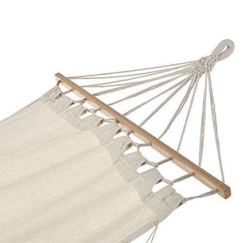 casa.pro Hängematte bis 150 kg Hängeliege für Innen und Außen Stabhängematte Camping Outdoor 200x80cm Creme – Bild 5