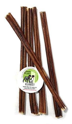 STANDARD 5PK Bully Sticks for Dogs - 12-Inch Sourced & Made in USA Angus Beef Pizzles Odor-Free Grain-Free Rawhide-Free Small-Batch Dog Chew Sticks by Sancho & Lola's (5-count) - Thumbnail 3