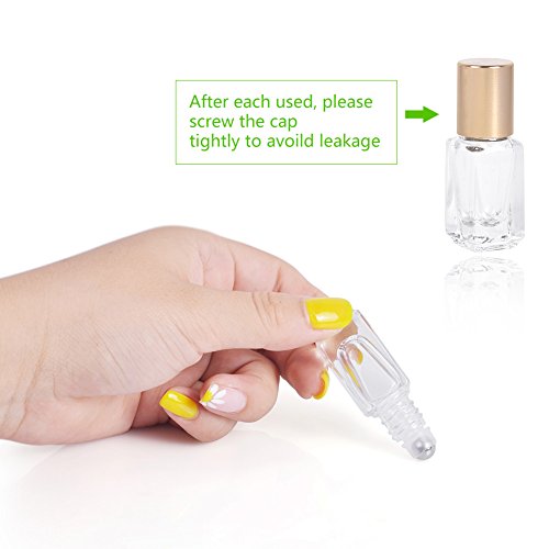 Roller Bottle-3ml/0.1OZ Mini Glass Essential Roller Bottles with Stainless Steel Roller Balls for Perfumes and Lip Balms With 2 Sliver Funnels,Birthday Gift (pack of 10) by MUB