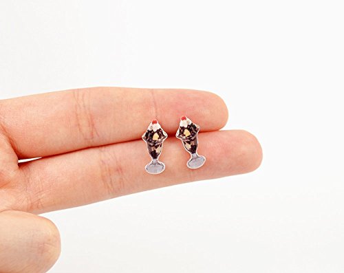 Handmade Hot Fudge Sundae Stud Earrings