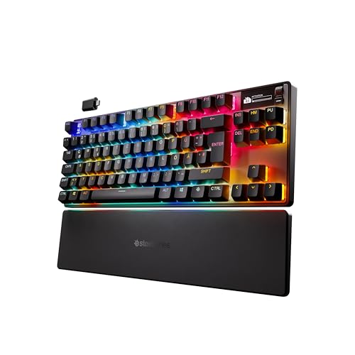 SteelSeries APEX PRO TKL Gen-3-Gaming Drahtlos Tastatur – OmniPoint 3.0 analoge magnetische Schalter, QuickSet-Auto-Presets (Schnellabzug, Schnellantipp/SOCD, Schutzmodus),OLED,RGB, PBT, German QWERTZ
