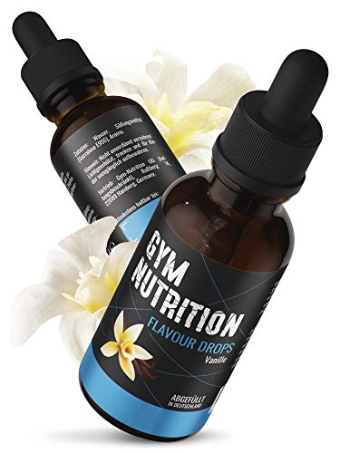 Flavour Drops Zuckerfrei 50ml mit Dosierpipette - Flavor Drops Lebensmittelaroma - Flavor Drops Zuckerfrei für Magerquark, Porridge uvm - von Gym Nutrition - Vanille Geschmack