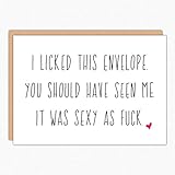 Funny Valentines Day Gift. 003 Licked This Envelope Sexy AF. Funny Birthday Card. Love Card. Sexy Cards. Folded Greeting Card With Envelope. Blank Inside