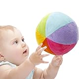SHILOH Soft Plush Stuffed Rainbow Ball with Gentle Rattle - First Ball for Baby