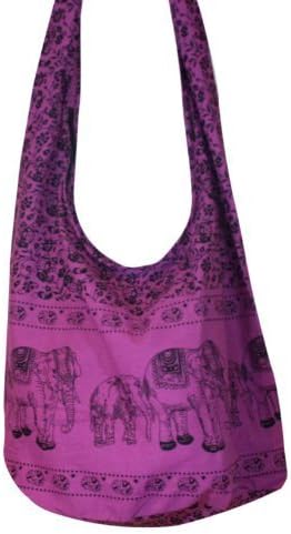 Hippie Elephant Sling Crossbody Bag Shoulder Bag Purse Thai Top Zip Handmade New Color : Purple