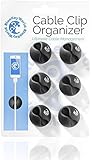 Cable Clips - Cord Organizer - Cable Management - Wire Holder System - 6 Pack Adhesive Cord Hooks - Home, Office, Cubicle, Car, Nightstand, Desk Accessories - Gift Ideas Men, Women, Dad, Mom, Him, Her