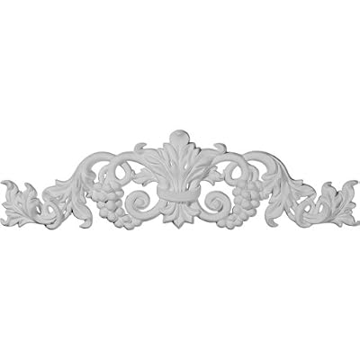 Ekena Millwork ONL19X05X01GR 19 1/4-Inch W X 5 3/8-Inch H X 7/8-Inch P Small Grape and Leaf Center with Scrolls Onlay