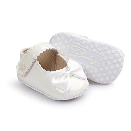 Fire Frog Baby Girls Mary Jane Pu Leather Bowknot Pincess Prewalker Christening Baptism Crib Shoes
