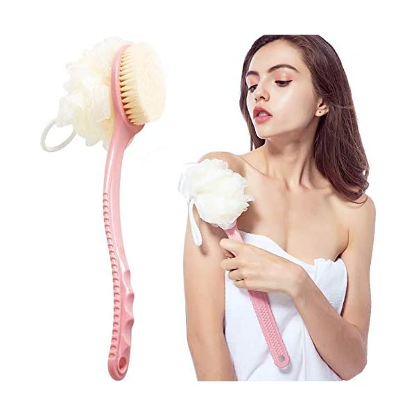 Sunwuun-1-PACK-Back-Scrubber-Body-Brush-Loofah-Dry-Brushing-Body-Brush-with-handle-for-shower-with-Loofah-2-in-1-Multifunction-Bath-Brush-Mesh-Sponge-with-Curved-Handle-for-Men-and-Women Sunwuun 1 Pack Back Scrubber Body Brush Loofah Dry Brushing Body Brush with Handle for Shower with Loofah, 2-in-1…