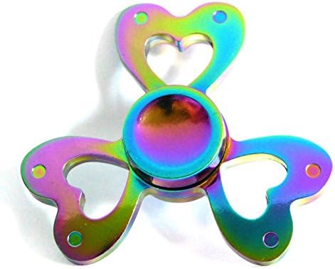 Fidget Spinner EDC Sensory Hand Toy Ideal for Stress Relief, ADD, ADHD, Autism, Focus – Unique Zinc Alloy Rainbow Color Heart Design and Durable Metal Bearings for High Top Speed, Prime Delivery