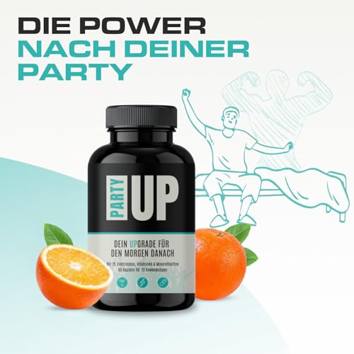 PARTYUP mit 25 Elektrolyten, Vitaminen & Mineralstoffen, 90 After Party Kapseln, für den Morgen Danach, 90 Kapseln thumbnail 2