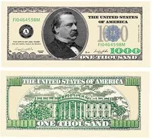 amazon com american art classics 1000 00 one thousand dollar casino party money in protective holder toys games