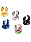 Mudder Stainless Steel Small Hoop Earrings Hypoallergenic Huggie Earring, Assorted Colors, 5 Pairs