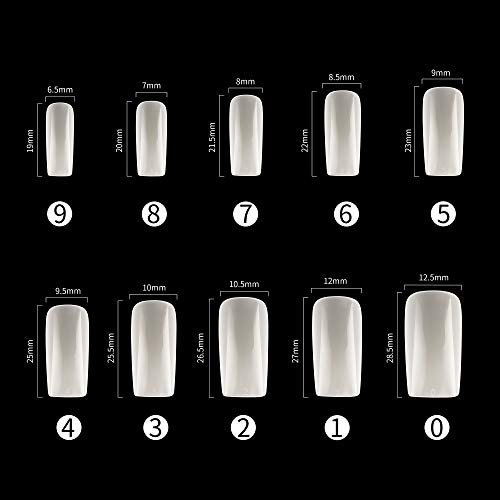 Full Cover Acrylic False Nail Tips, 500PCS Fake Nail Shape Artificial False Nails Tips 10 Sizes with Case for Nail Art Salons and Home DIY (Natural) - Image 3