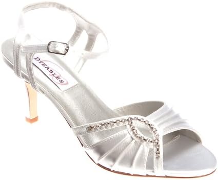 Dyeables Women's Ariana Ankle-Strap Sandal,White Satin,7 W US