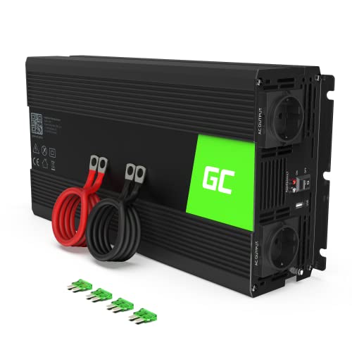 Green Cell® 1500W/3000W 12V auf 230V Reiner Sinus Volt kfz Spannungswandler Wechselrichter Konverter Pure Sine Wave Power Solar Inverter DC AC Umwandler Stromwandler Wohnwagen Auto Autoladegeraet