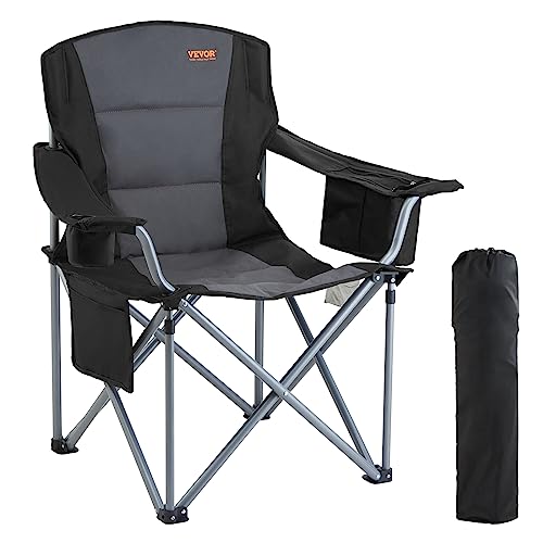 VEVOR Oversized Camping Folding Chair, Portable Heavy Duty Outdoor Quad Lumbar Back