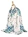 GERINLY Blue Turquoise Scarf Shawl Peony Print Beach Wrap Pretty Scarves for Women Hawaii Head Cover for Travel