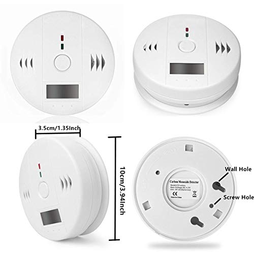CUZMAK Carbon Detector, LCD Digital Display Carbon Monoxide Alarm, Portable Security Gas CO Monitor, Battery Powered Co Detector Alarm Clock Warning for Home Room Kitchen car
