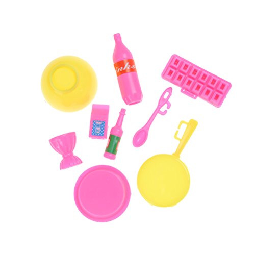 uhoMEy Set of 9 pcs Dollhouse Furniture, Mini Kitchen Toys Set for Barbie Dollhouse Appliances
