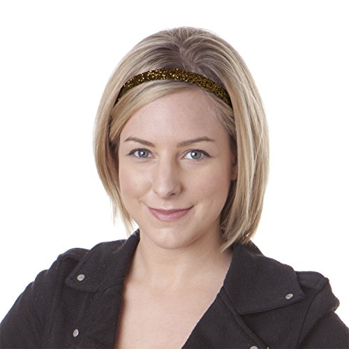 Hipsy Women's Bling Glitter Adjustable No Slip Headband Bulk Gift 10pk (Skinny Neutral 10pk)