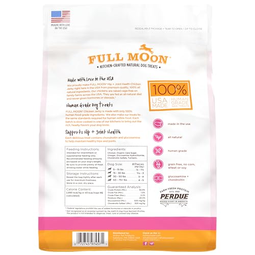 FULL MOON CHICKEN JERKY HEALTHY ALL NATURAL DOG TREATS HUMAN GRADE FOR HIP AND JOINT 12 OZ
