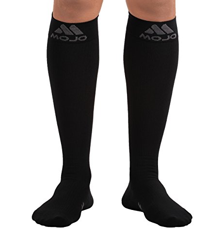 Mojo Compression Socks Comfortable Coolmax Material for Recovery & Performance. Medical Support Socks - Firm Support, Size Medium, Black - Compression stockings for women & Compression socks for men
