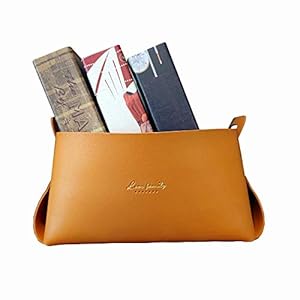 Small Leather Storage Bins | PU Faux Leather Storage Basket with Handles|Collapsible Storage Bin for Closets |Shelves…