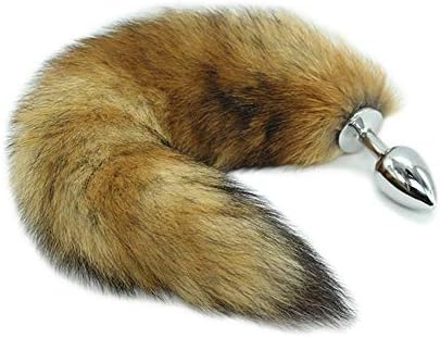 dengchengbaby Alloy Brown Real Hair Metal Anal Fox Tail