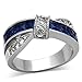 Ring Stainless Steel Princess Shape Blue Sapphire Simulated Cubic Zirconia Wedding Women's Non-Tarnish size 8