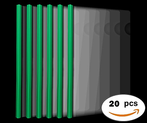 Plastic File Folder Sliding Bar Report Covers,40 sheet capacity, Transparent Resume Presentation File Folders Organizer Binder For A4 Size Paper, 20 Pcs